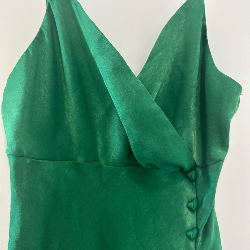 Zara Green Ruched One Shoulder Gown - Picture 4 of 6